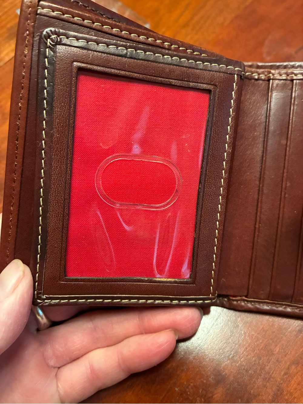 Dooney & Bourke Brown Leather Compact Wallet with Brass Ring - Picture 10 of 13